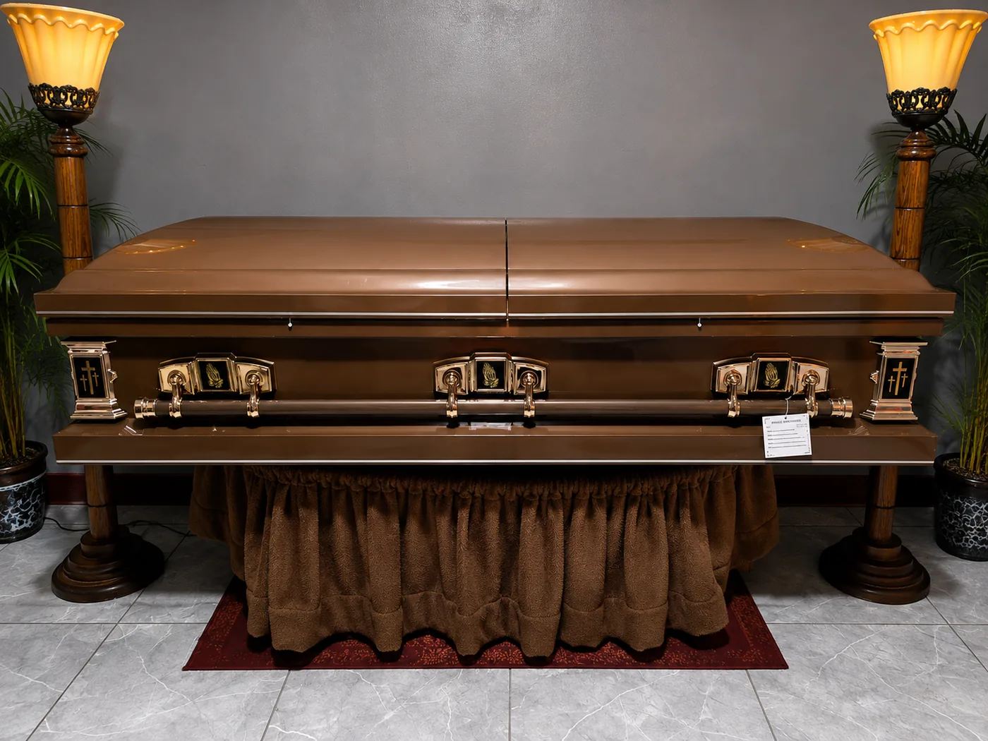 Bronze casket chapel view