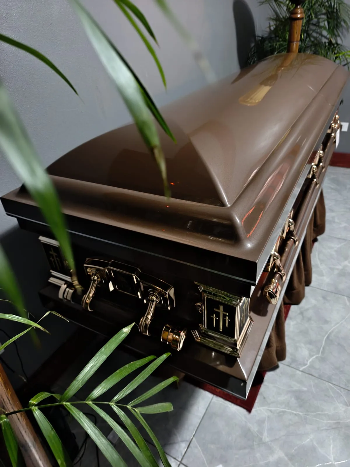 Bronze casket close detail